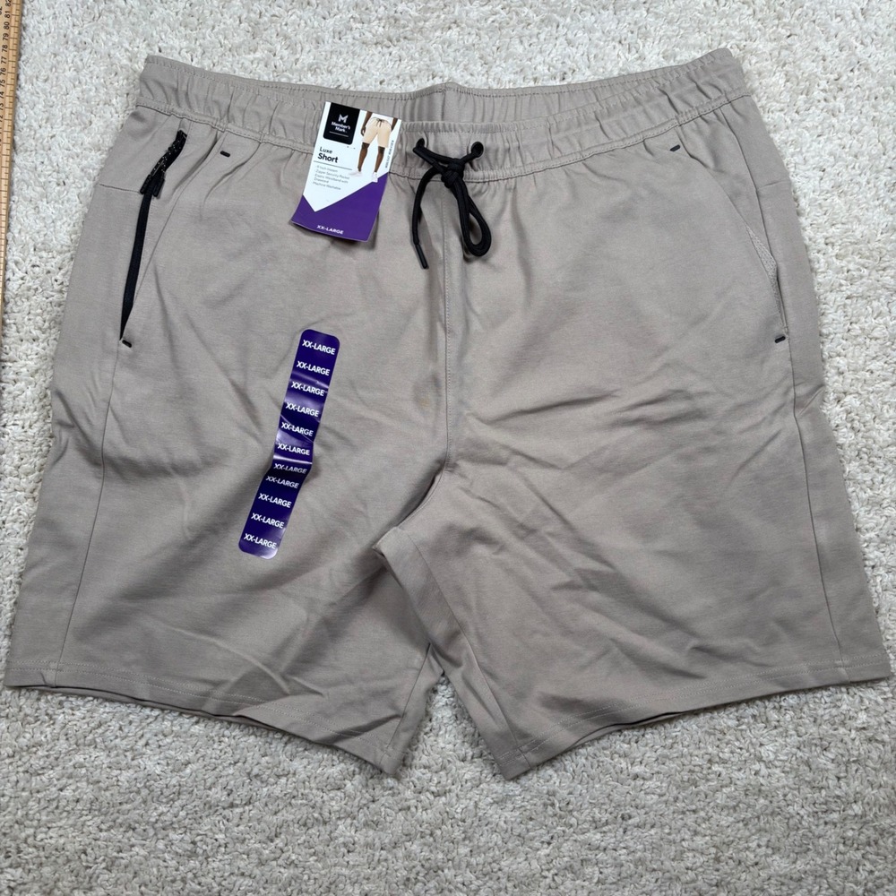Members Mark Luxe Shorts Mens XXL Washed Stone Tan Khaki 9 Inch Inseam NWT